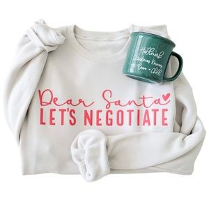 IVORY DEAR SANTA LETS NEGOTIATE GRAPHIC SWEATSHIRT